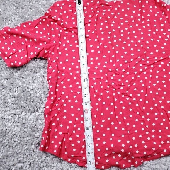 Abercrombie Tie Front Polka Dot Red White Cropped Shirt Top Short Sleeve Small - Picture 9 of 9